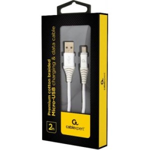 Дата кабель USB 2.0 Micro 5P to AM Cablexpert (CC-USB2B-AMmBM-2M-BW2)