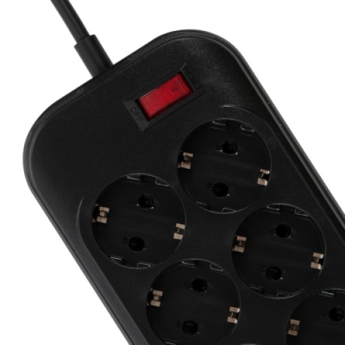 Сетевой фильтр питания ColorWay CW-CHE64B, 6 розеток/4USB Black (CW-CHE64B)