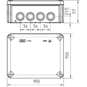 Распределительная коробка OBO OBO Т160 IP66 (110533)