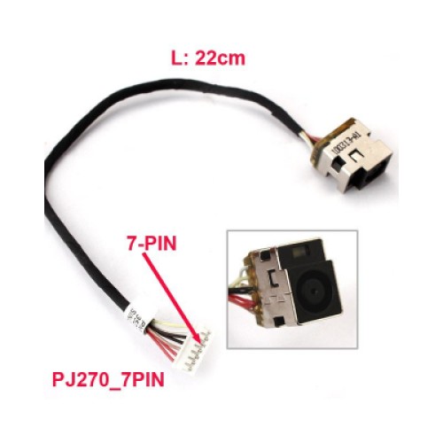 Разъем питания ноутбука с кабелем для HP PJ270 (7.4mm x 5.0mm + center pin), 8(7)-pi Универсальный (A49035)
