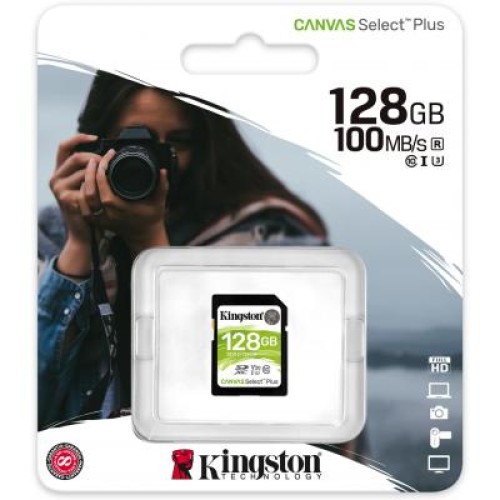 Карта памяти Kingston 128GB SDXC class 10 UHS-I U3 Canvas Select Plus (SDS2/128GB)