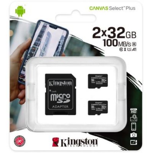 Карта памяти Kingston 2x32GB microSD class 10 U1 V10 A1 Canvas Select Plus (SDCS2/32GB-2P1A) Карта памяти Kingston 2x32GB microSD class 10 U1 V10 A1 Canvas Select Plus (SDCS2/32GB-2P1A)