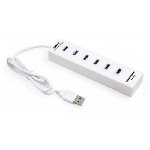 Концентратор Vinga 6xUSB2.0 + card-reader with switch 0.8m (VCP2H6USBCRSWWH)