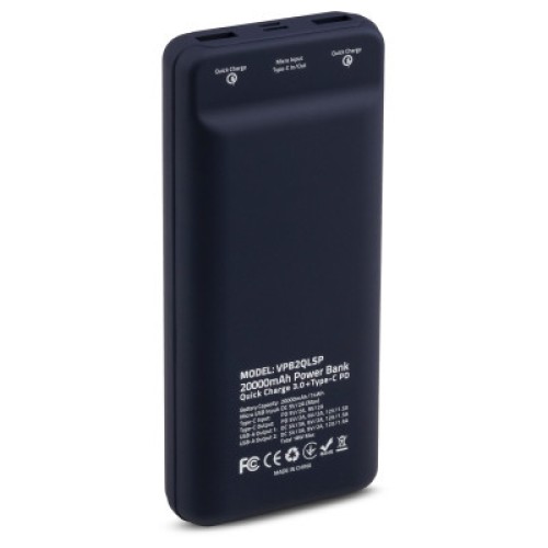 Батарея универсальная Vinga 20000 mAh QC3.0 Display soft touch purple (VPB2QLSP)