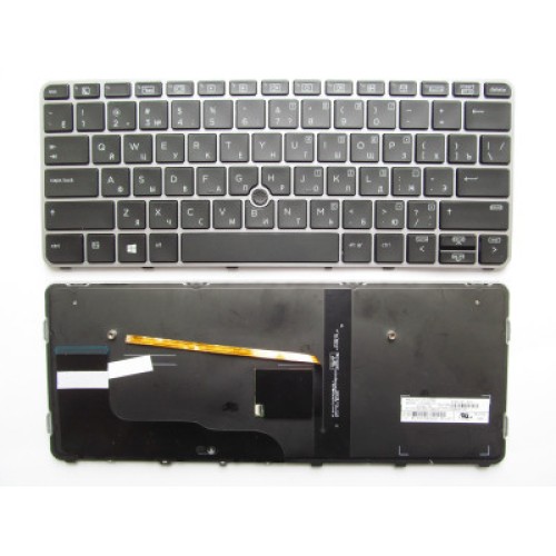 Клавиатура ноутбука HP EliteBook 820 G3 черная с серебр,трекп,подсв (A46062)