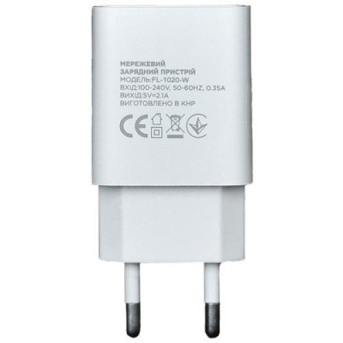 Зарядное устройство Florence 1USB 2A White (FL-1020-W)