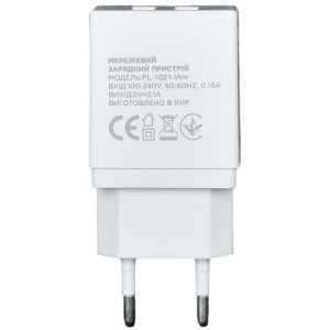 Зарядное устройство Florence 2USB 2A + microUSB cable white (FL-1021-WM)