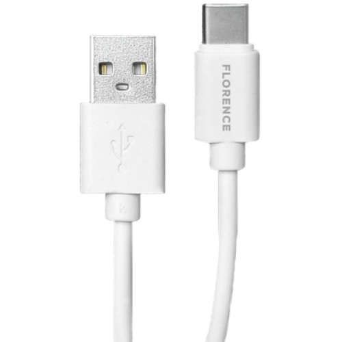 Зарядное устройство Florence 2USB 2A + Type-C cable white (FL-1021-WT)