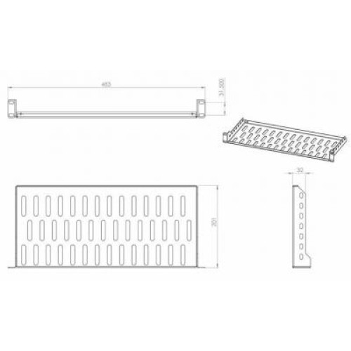 Полка 19" CSV 1U глуб. 200мм, 1мм, цвет черный (00275)