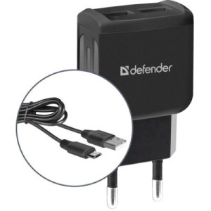 Зарядное устройство Defender UPС-21 2xUSB,5V/2.1А кабель microUSB (83581)