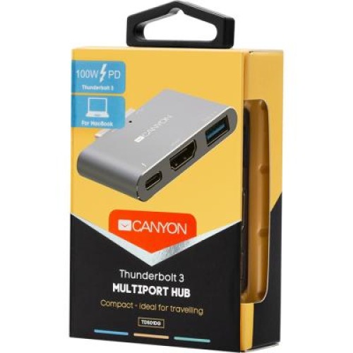Порт-репликатор Canyon Docking Station with 3 ports, Thunderbolt 3, Input 100-240V (CNS-TDS01DG)