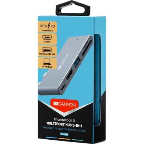 Порт-репликатор Canyon Docking Station with 5 ports, Thunderbolt 3, Input 100-240V (CNS-TDS05DG)