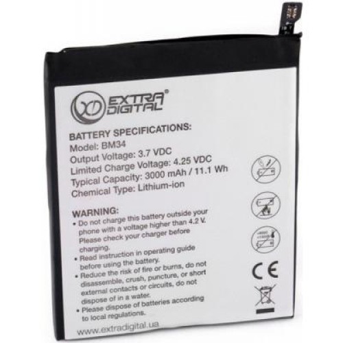 Аккумуляторная батарея Extradigital Xiaomi Mi Note Pro (BM34) 3000 mAh (BMX6442)