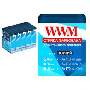 Лента к принтерам 8мм х 7м STD к. Black*5шт WWM (R8.7S5)
