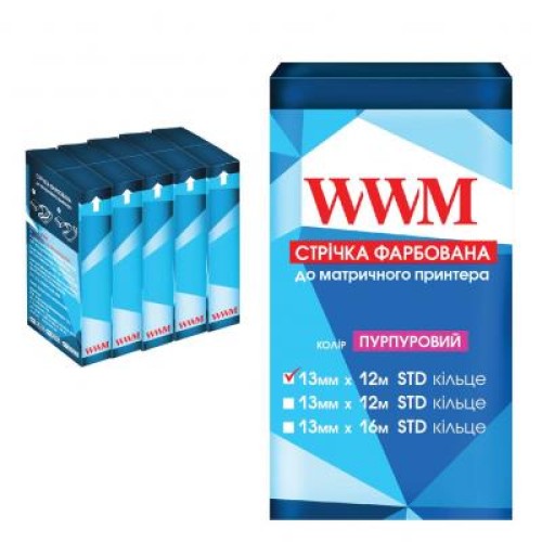 Лента к принтерам 13мм х 12м STD к. Purple*5шт WWM (R13.12SP5)