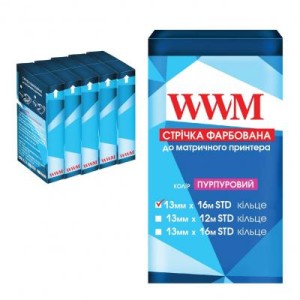 Лента к принтерам 13мм х 16м STD к. Purple*5шт WWM (R13.16SP5)