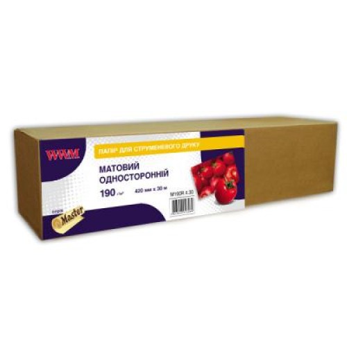 Бумага WWM 16,5"/420мм х 30м, matte, 190г/м кв, втулка 50мм (M190R.4.30)