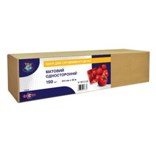 Бумага WWM 914мм х 30м, matte, 190г/м кв, втулка 50мм (M190R.9.30)