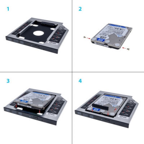 Фрейм-переходник Grand-X HDD 2,5'' SATA2/SATA3 Slim 9,5mm (HDC-24С)