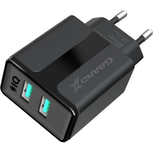 Зарядное устройство Grand-X CH-15T 5V 2.1A 2USB Black + cable USB -> Type-C (CH-15T)