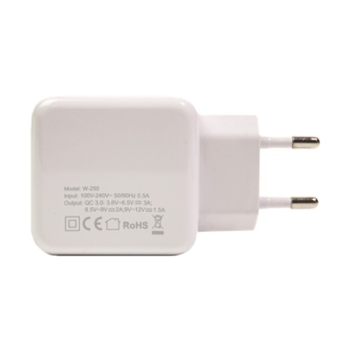 Зарядное устройство PowerPlant W-250 USB QC 3.0: 220V, 3A (SC230013)