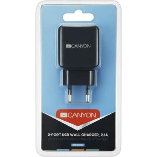 Зарядное устройство Canyon 2xUSB AC (CNE-CHA03B)
