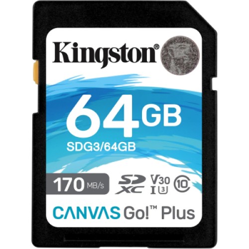 Карта памяти Kingston 64GB SDXC class 10 UHS-I U3 Canvas Go Plus (SDG3/64GB)