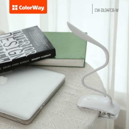 Настольная лампа ColorWay LED Flexible & Clip with built-in accumulator 500mAh (CW-DL04FCB-W)