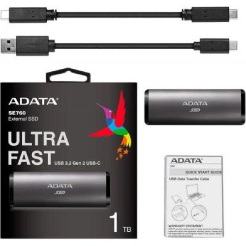 Накопитель SSD USB 3.2 1TB ADATA (ASE760-1TU32G2-CTI)