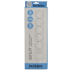 Сетевой фильтр питания Patron 5.0 m, 3*1.5mm2 (SP-1655) 5 розеток BLACK (EXT-PN-SP-1655)