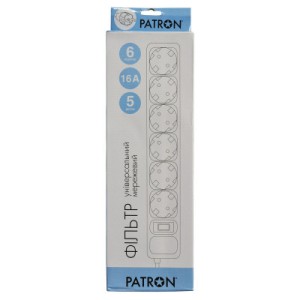 Сетевой фильтр питания Patron 5.0 m, 3*1.5mm2 (SP-1665) 6 розеток BLACK (EXT-PN-SP-1665)