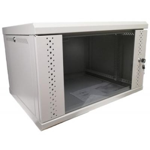 Шкаф настенный Eserver 4U 19" 600х350х284 (Ш*Г*В), сктекло, серая (ES-Е435G)
