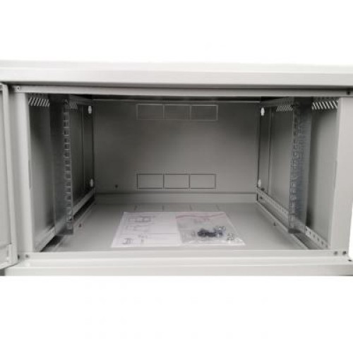 Шкаф настенный Eserver 4U 19" 600х350х284 (Ш*Г*В), сктекло, серая (ES-Е435G)
