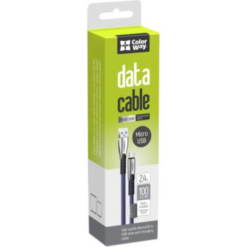 Дата кабель USB 2.0 AM to Micro 5P 1.0m zinc alloy blue ColorWay (CW-CBUM011-BL)