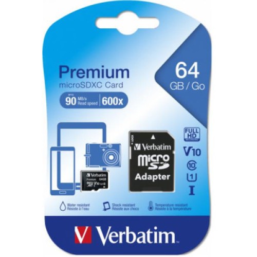 Карта памяти Verbatim 64GB microSDHC Class 10 (44084)