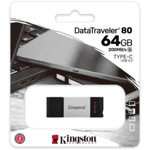 USB флеш накопитель Kingston 64GB DataTraveler 80 USB 3.2/Type-C (DT80/64GB) USB флеш накопитель Kingston 64GB DataTraveler 80 USB 3.2/Type-C (DT80/64GB)