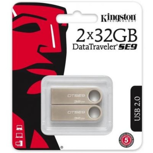 USB флеш накопитель Kingston 2x32GB DataTraveler SE9 USB 2.0 (DTSE9H/32GB-2P) USB флеш накопитель Kingston 2x32GB DataTraveler SE9 USB 2.0 (DTSE9H/32GB-2P)