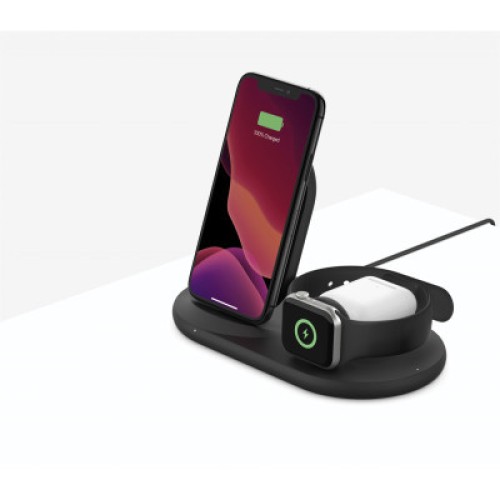 Зарядное устройство Belkin 3-in-1 Wireless Pad/Stand/Apple Watch, black (WIZ001VFBK)