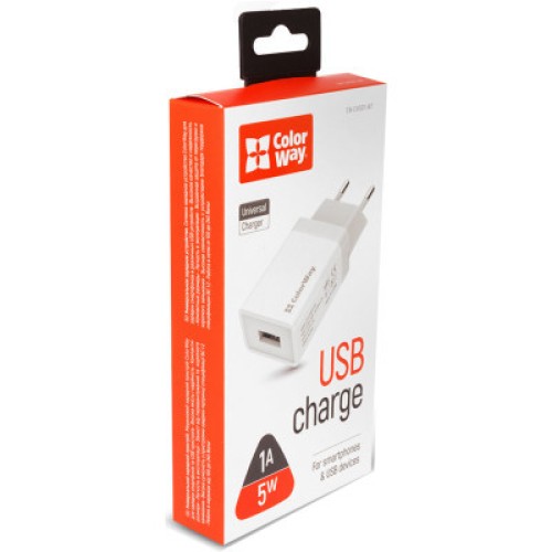 Зарядное устройство ColorWay 1USB 1A (CW-CHS011-WT)