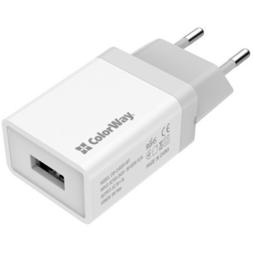 Зарядное устройство ColorWay 1USB 1A (CW-CHS011-WT)