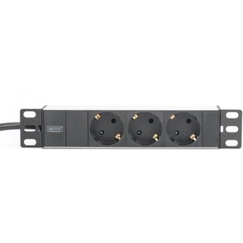 Силовой блок 10" 1U, 16A, 230V 3xSchuko, вилка Schuko Digitus (DN-95411)