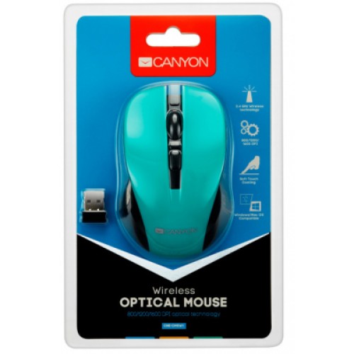 Мышка Canyon CNE-CMSW1GR Wireless Black-Green (CNE-CMSW1GR)