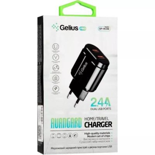 Зарядное устройство Gelius Pro Avangard GP-HC06 2USB 2.4A + Cable MicroUSB Black (00000075588)