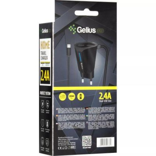 Зарядное устройство Gelius Pro Edition Auto ID 2USB + Cable Type-C 2.4A Black (00000072152)