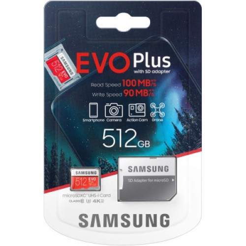 Карта памяти Samsung 512GB microSD class 10 UHS-I U3 Evo Plus V2 (MB-MC512HA/RU) Карта памяти Samsung 512GB microSD class 10 UHS-I U3 Evo Plus V2 (MB-MC512HA/RU)