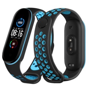 Ремешок для фитнес браслета BeCover Nike Style для Xiaomi Mi Smart Band 5 Black-Blue (705150)
