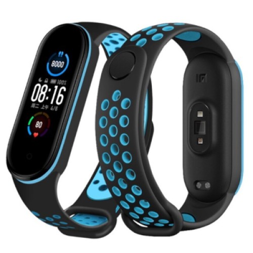 Ремешок для фитнес браслета BeCover Nike Style для Xiaomi Mi Smart Band 5 Black-Blue (705150)