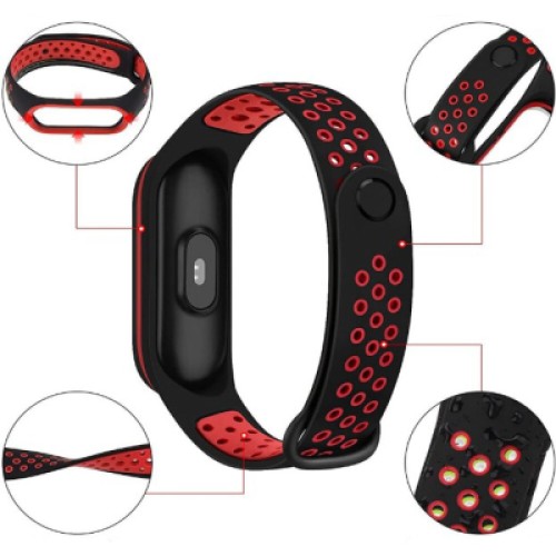 Ремешок для фитнес браслета BeCover Nike Style для Xiaomi Mi Smart Band 5 Black-Red (705153)