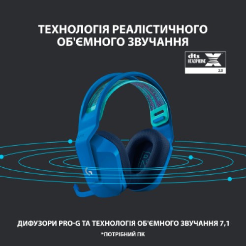 Наушники Logitech G733 Lightspeed Wireless RGB Gaming Headset Blue (981-000943)