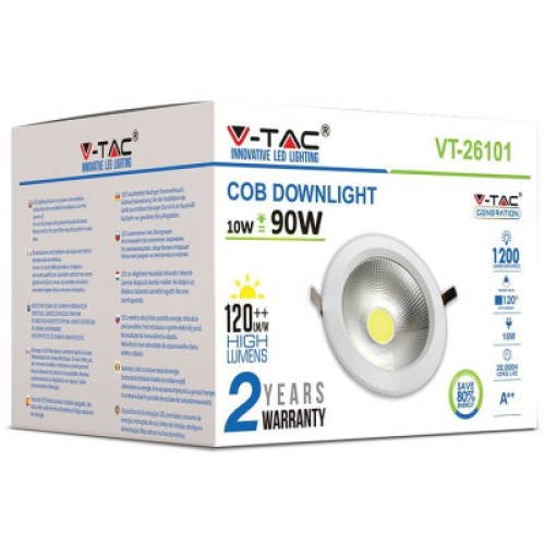 Светильник точечный V-TAC LED 10W, SKU-1272, 230V, 6.4K, 1200Lm (3800157611947)